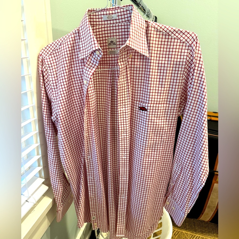Long Sleeve Men’s Peter Millar Dress Shirt w Arkansas Logo